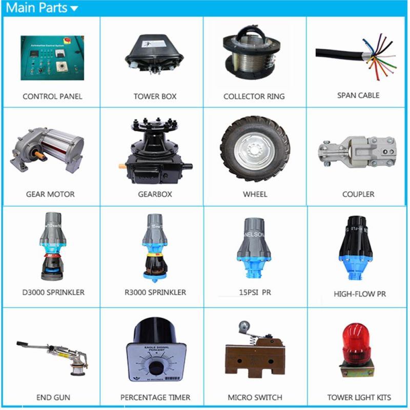 High Performance Diesel Engine Central Pivot Farm Irrigation Machine Used in Large Flield