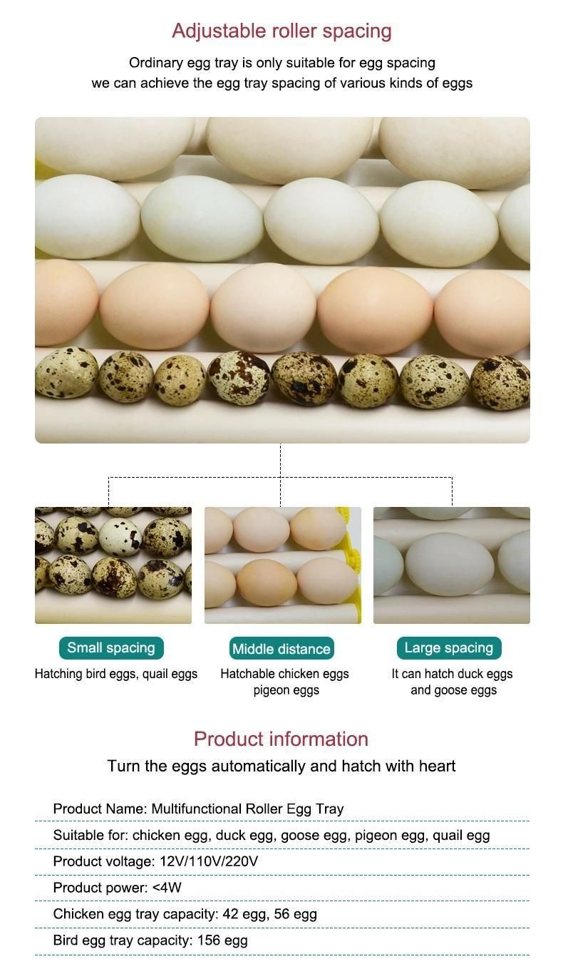 Adjustable Roller Spacing of Various Kinds of Eggs Turning Tray The Egg Automatically for Mini Incubator