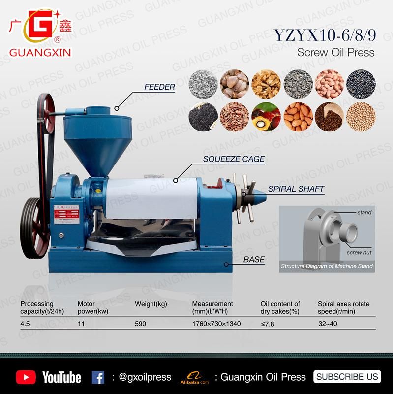 Yzyx10-6/8/9 Medium Capacity Cooking Oil Making Extraction Machine Cold Press Oil Machine