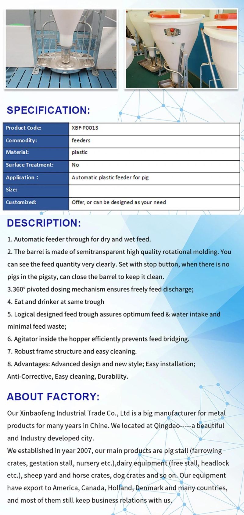 Double Side Stainless Steel Automatic Pig Feeder Troughs