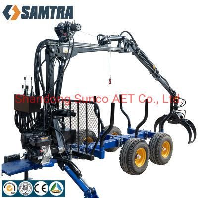 Samtra Log Trailer with Hydraulic Rotating Grab and Timber Crane