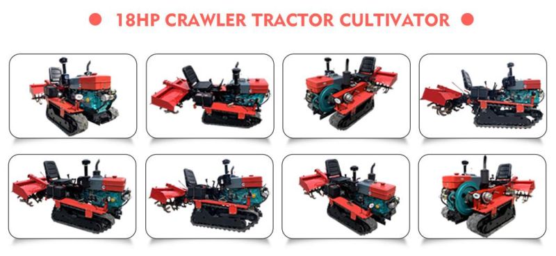 Diesel Engine Rubber Crawler Tractor Manual Cultivator Ploughing with Track for Swamp