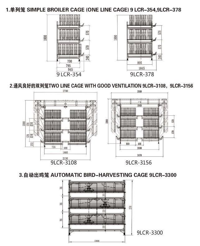 Longfeng Standard Packing Layer Battery Broiler Chicken Cage with Better Ventilation