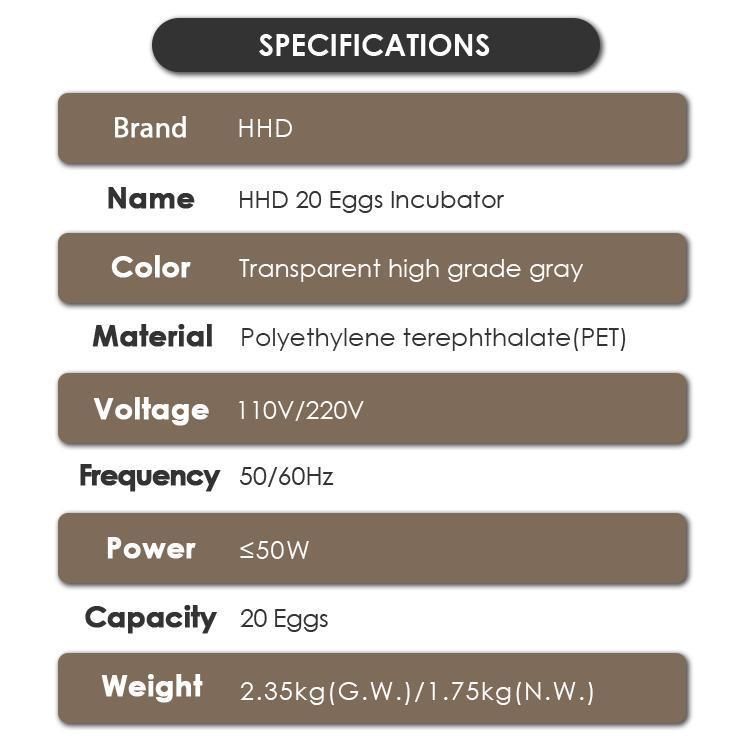 Hhd 2021 New Chicken Eggs Best Selling Automatic Egg Incubator Ew9-20