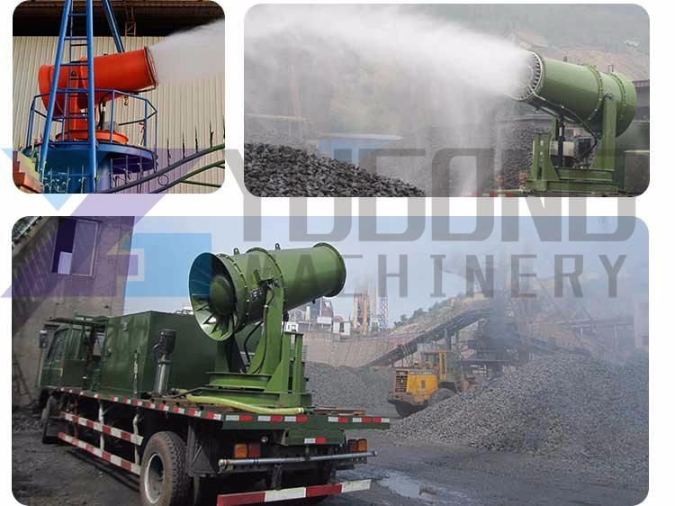 Water Fog Gun Mist Sprayer Cannon in Dust Demolition Place