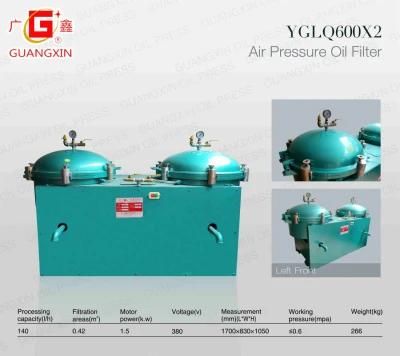 Yglq600*2 Air Pressure Oil Filter Machines for Cooking Oil
