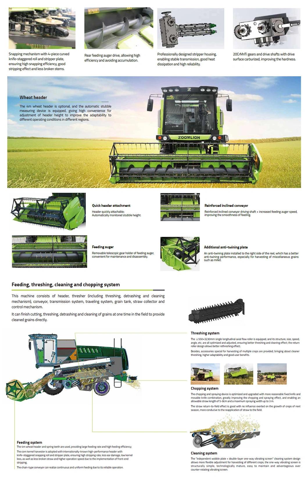 Wheeled Type Grain Combine Harvester Agricultural Machinery