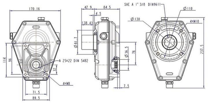 60002 Pto Gearbox to Suit Group 2 Pump