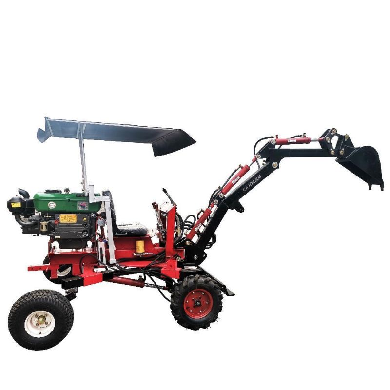 Mini 4 Wheel Front Wheel Self-Driven 8HP Engine Ground Digger Machine with 140 Degree Swing Angle Backhoe for Excavating