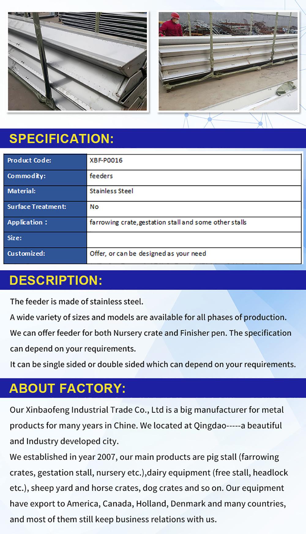 Factory Direct Agricultural Equipment Livestock Equipment Stainless Steel Poultry Animal Pig Feeder