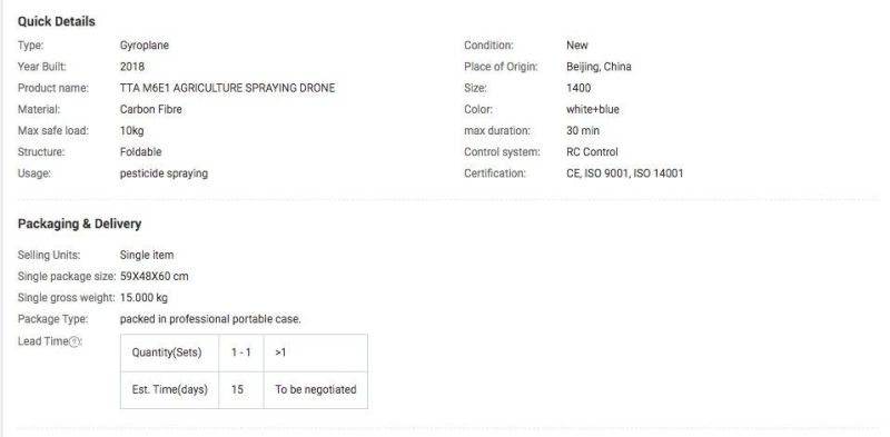 Agricultural Spraying Drone Drone Used for Crop Uav