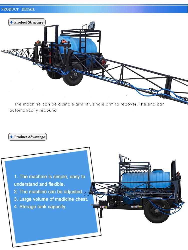 Agricultural Tractor Hydraulic Pulling Pesticide Boom Sprayer