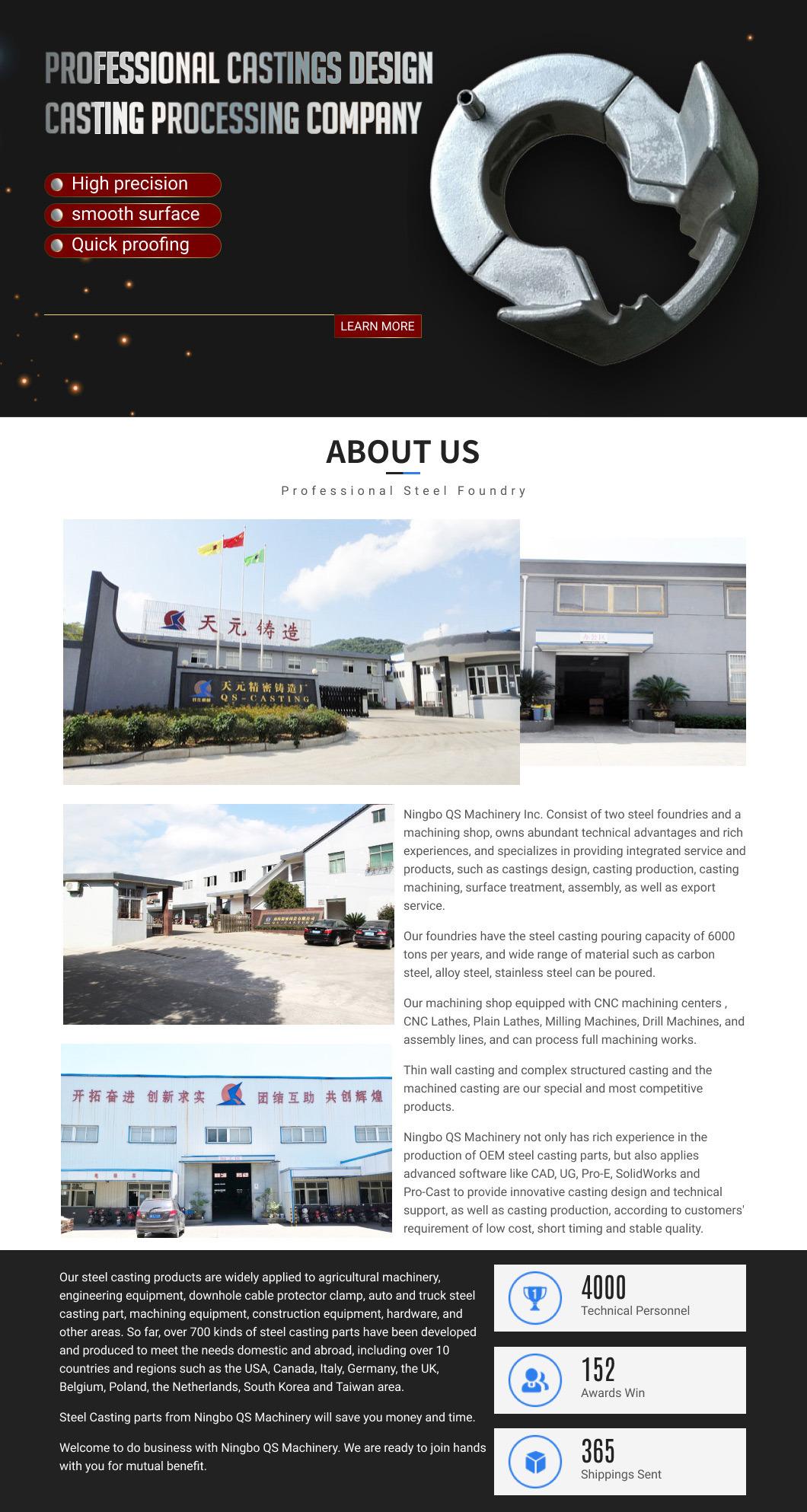 Agricultural Products Processing Smooth Surface Professional Casting Alloys with Factory Price