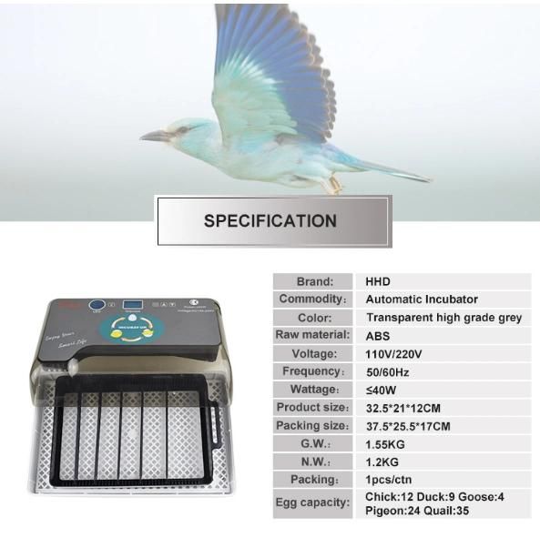 Hhd Cheap Price New Design 12 Egg Incubator Hatching Machine for Sale in Spain