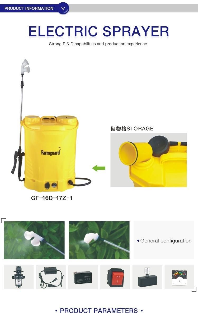 Taizhou Guangfeng Farmguard 16L Knapsack Battery Agricultural Trigger Electrostatic Pressure Pump Sprayer GF-16D-17z