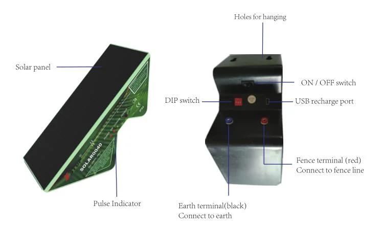 12V Battery Solar Fence Energizer for House Livestock Fencing Charger 0.04 Joules 2 Km