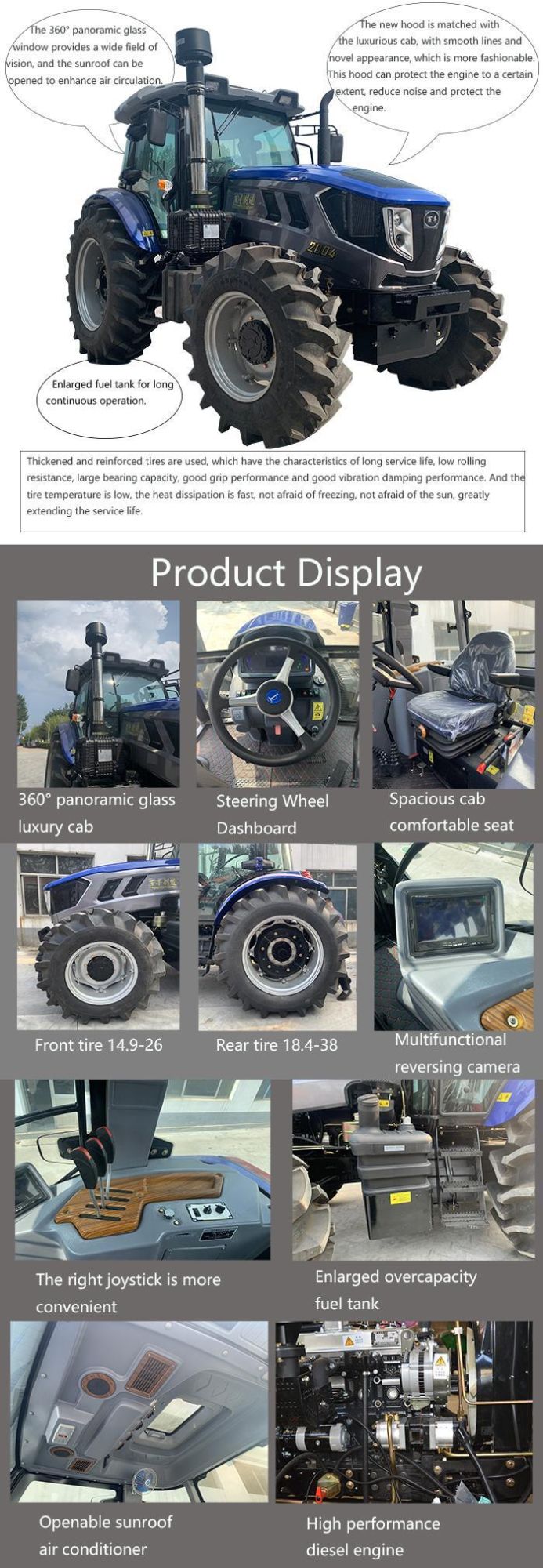China Machinery Manufacturer Cheap Price Big Farm Tractor /2004 200 HP Tractor/ 4WD Farm Machinery with Cab