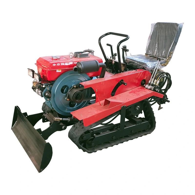 Crawler-Type Micro Tiller Paddy Field Small Four-Wheel Drive Greenhouse Field Woodland Ditching Sowing Agricultural Rotary Tiller