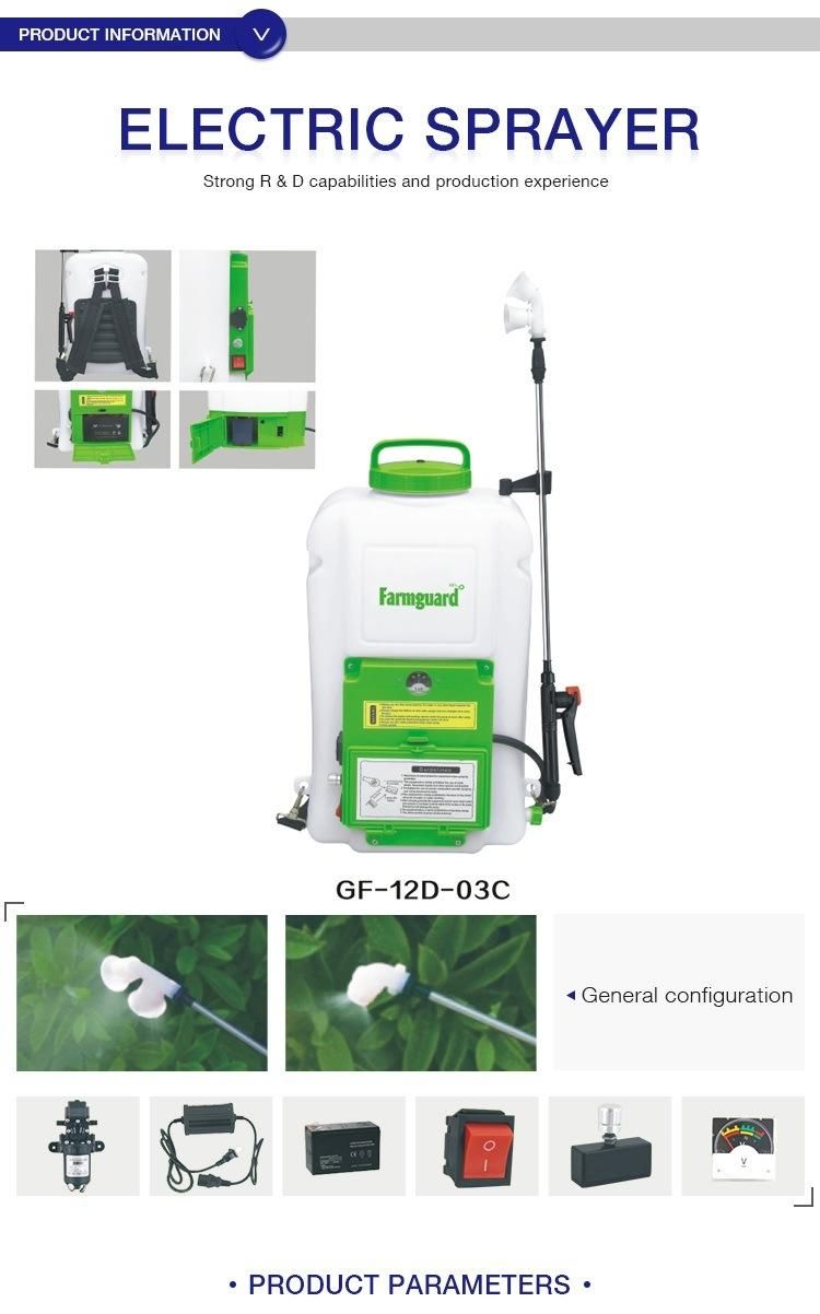 12L Agricultural Agriculture Knapsack Hand Lithium Battery Electric Pump Operated Powered Sprayer for Weed Machine