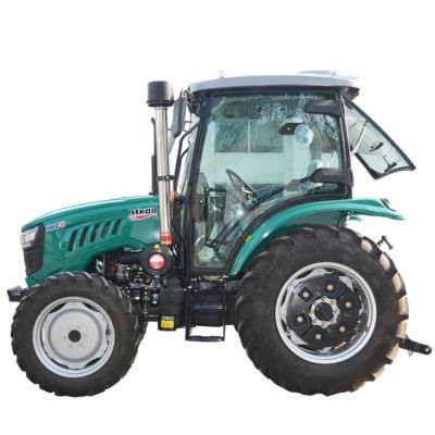 China Factory Output Professional 90HP Small Farm Tractor with Comfortable Cab and Green Hood