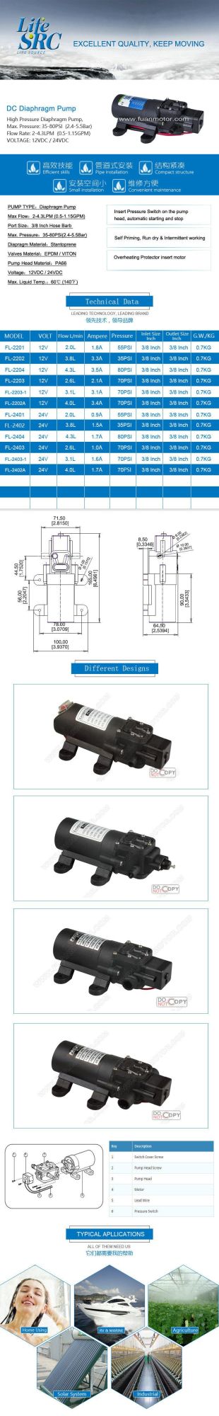 Lifesrc 12VDC Sprayer Pump Watering Pump