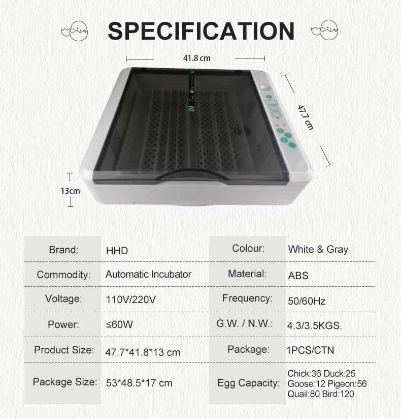 Hhd New Arraival Mini 36 Chicken Egg Incubator Ew-36