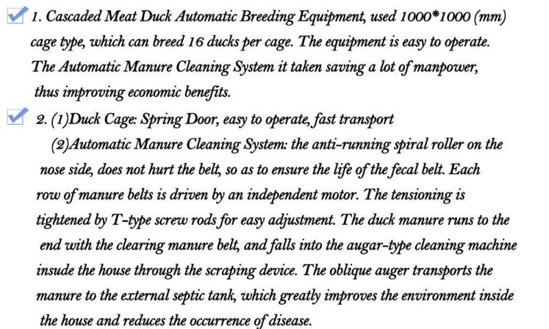 High Technical Full Automatic Feeding Steel Duck House