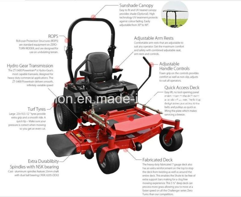 Anon Hot Sell Zero Turn Riding Lawn Mower