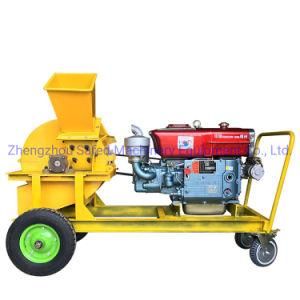 Mobile Small Diesel Engine Log Wood Waste Chip Crusher Shredder Machine Pine Tree/Eucalyptus/Oak/Cedar Tree Log Diesel Wood Crusher