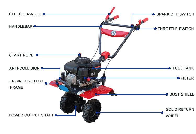 Gasoline Rotary Tiller 2.5kw Mini Power Tiller Hoe Cultivator