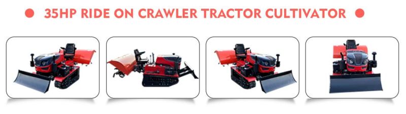 Diesel Engine Rubber Crawler Tractor Manual Cultivator Ploughing with Track for Swamp