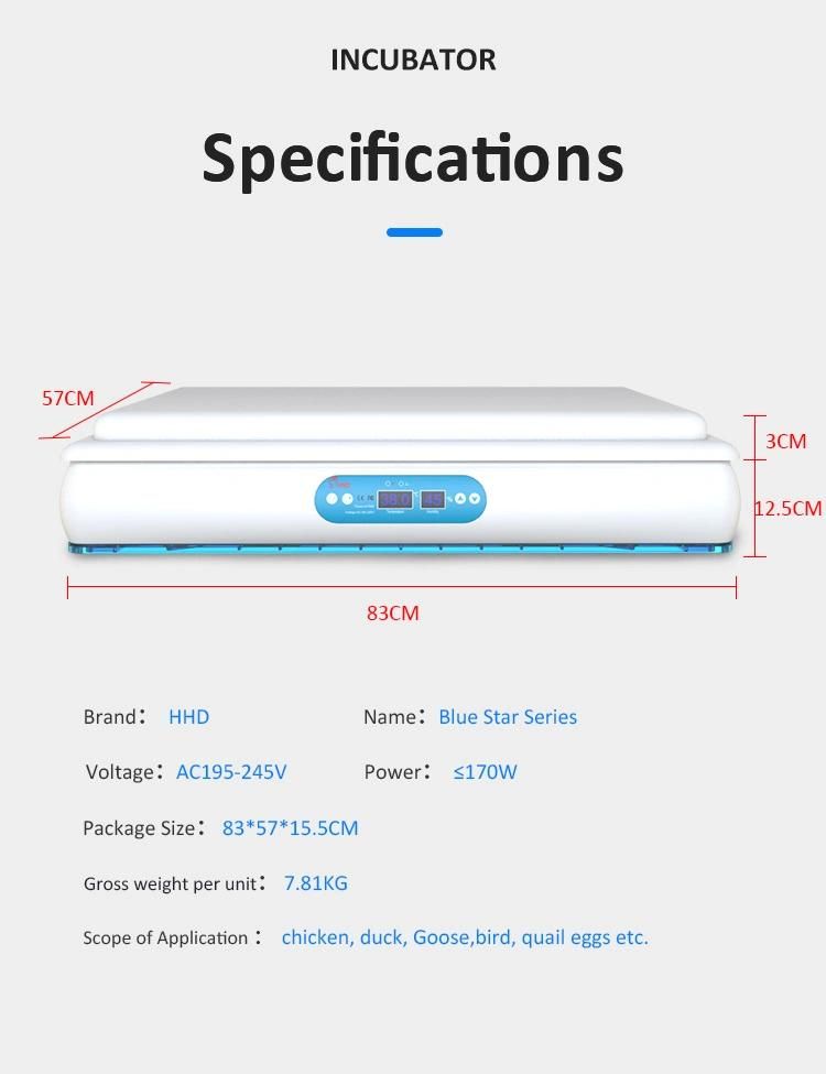 Hhd Hot Selling Blue Star 120 Egg Incubator Full Automatic 110V/220V Made in China