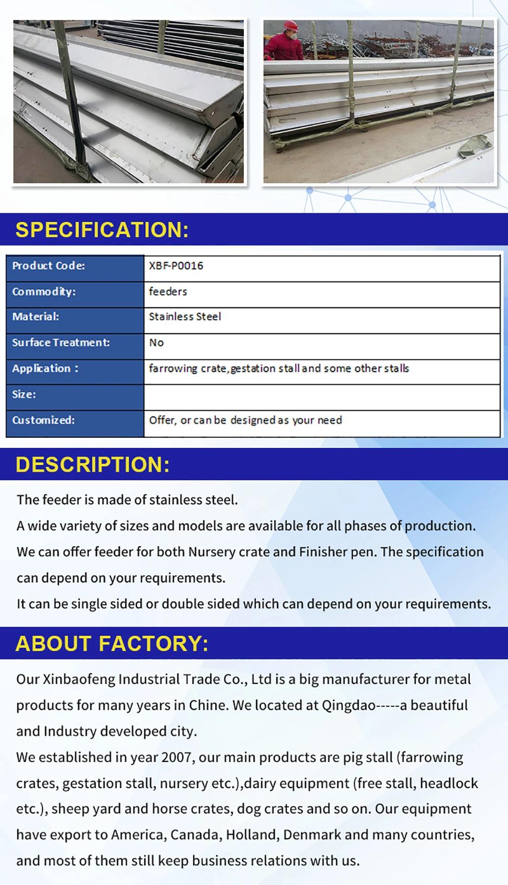 Made-in-China Agricultural Equipment Livestock Equipment Stainless Steel Poultry Animal Pig Feeder