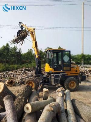 China Factory 3.0 Ton Hydraulic Wheel Excavator with Grapple/Log Grab/Clipping Plier 2020 New