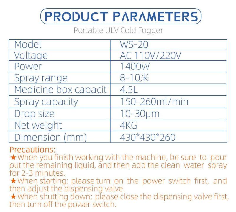 Swansoft Portable Handle Fogger Machine Sprayer Ulv Fogger for Disinfection