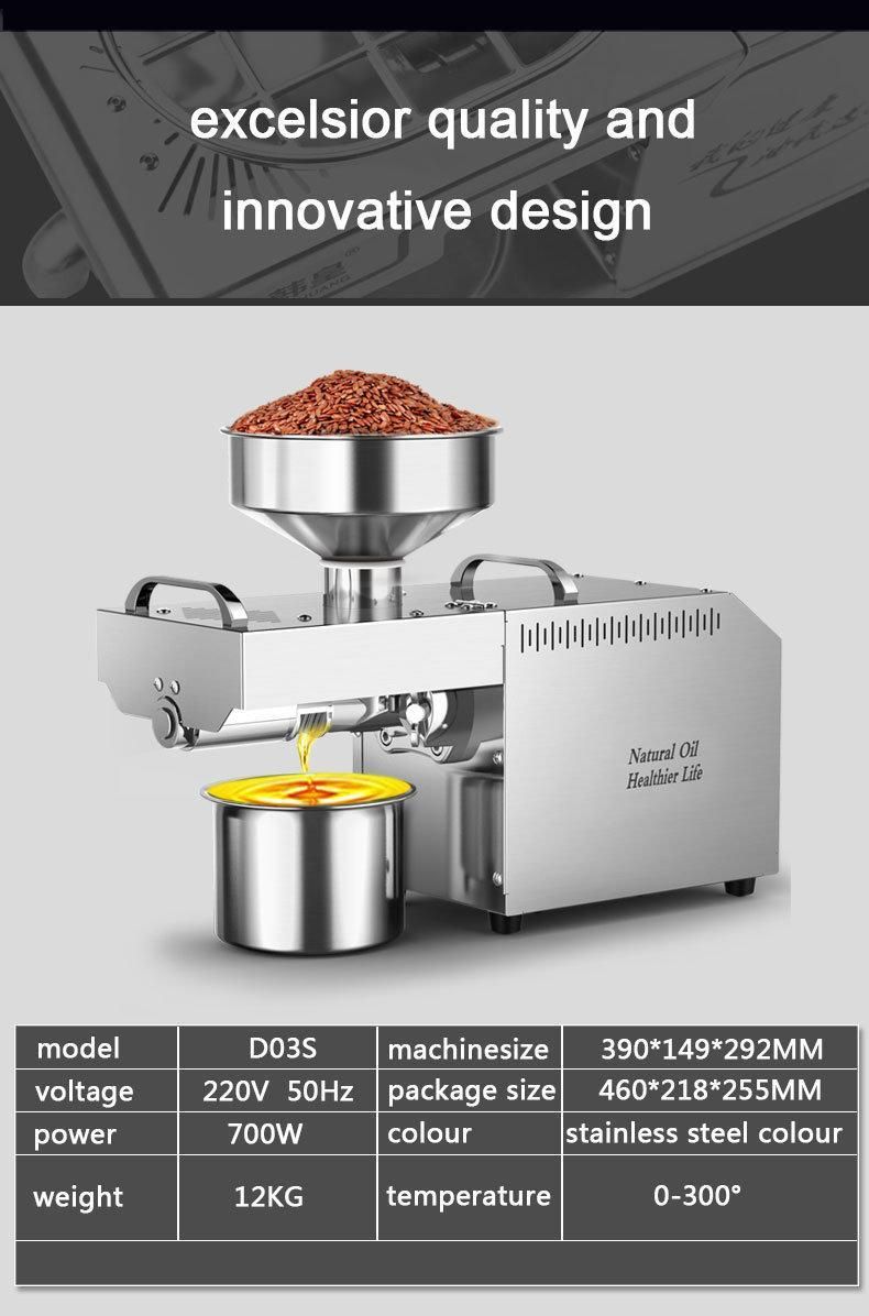 Home Useoil Extracting Machine Peanut Sesame Seeds Oil Presser Machine