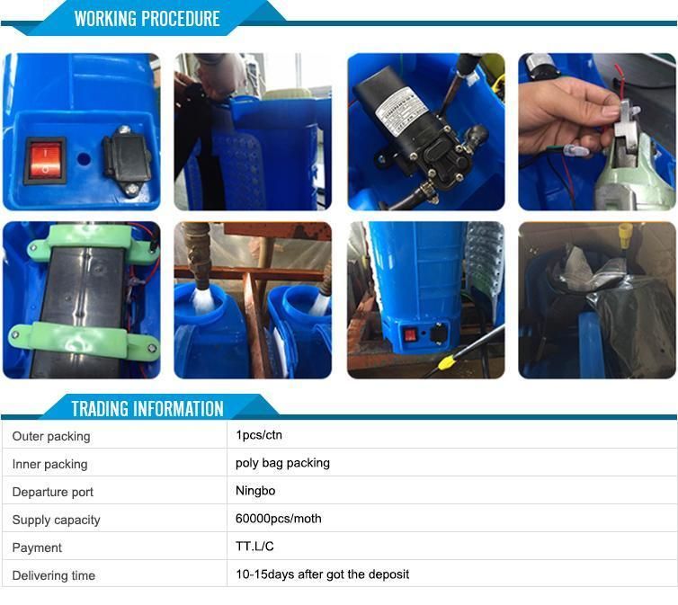 16L Agricuture Knapsack 12V8ah Lead-Acid Battery Cheap Automatic Power Electric Sprayer