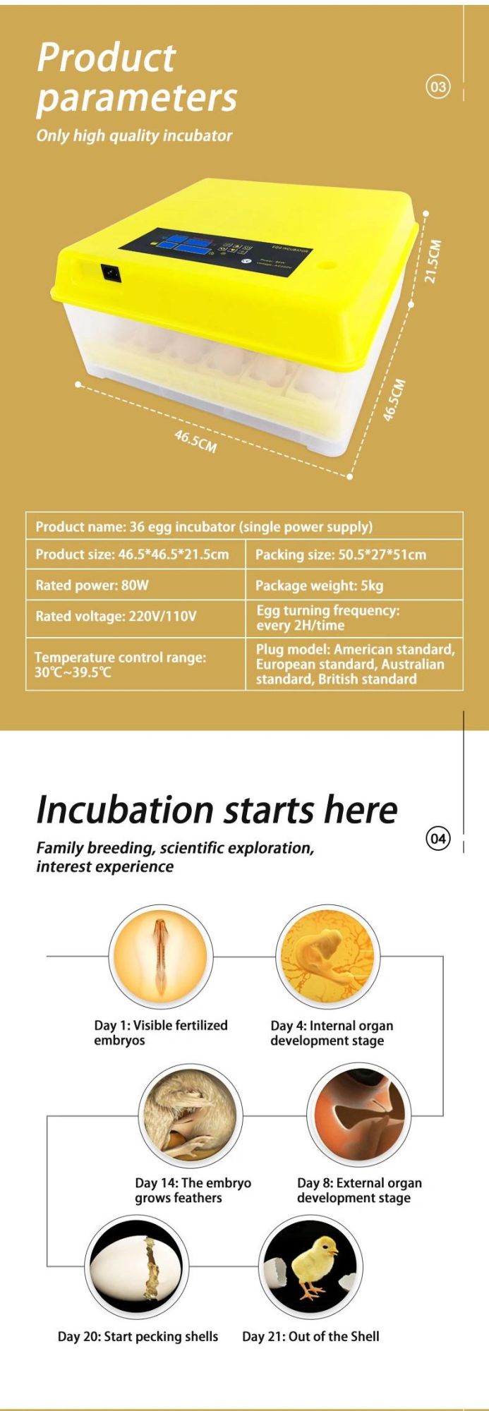 20000 Egg Incubator 300 Egg Incubator Egg Turning Motor for Incubator