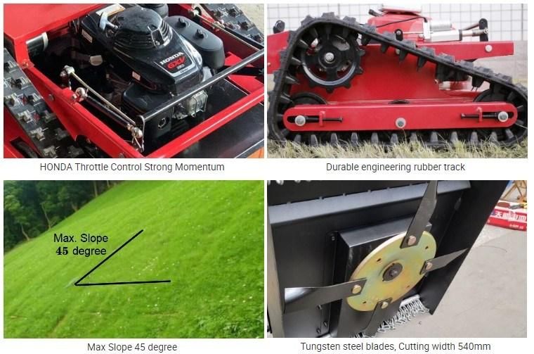 Chinese Factory Supply Small Grass Cutting Crawler Cordless Remote Control Gasoline Lawn Mower for Garden Landscape
