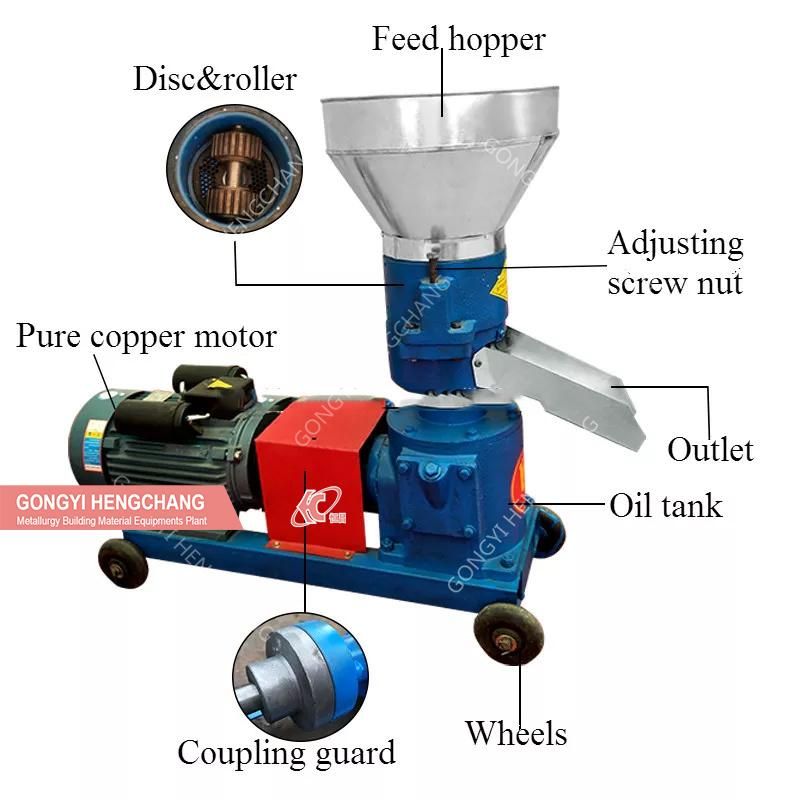 Factory Sale Straw Grass Cow Small Chicken Poultry Cattle Animal Making Granulator Mill Processing Feed Cotton Stalk Wood Sawdust Straw Fuel Pellet Machine