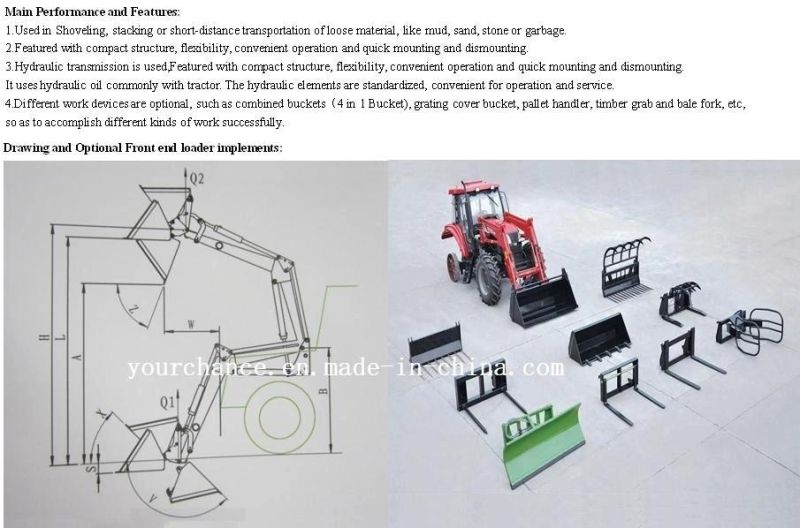 Australia Hot Sale Tz04D Front End Loader for Yto 554 55HP 4WD Tractor