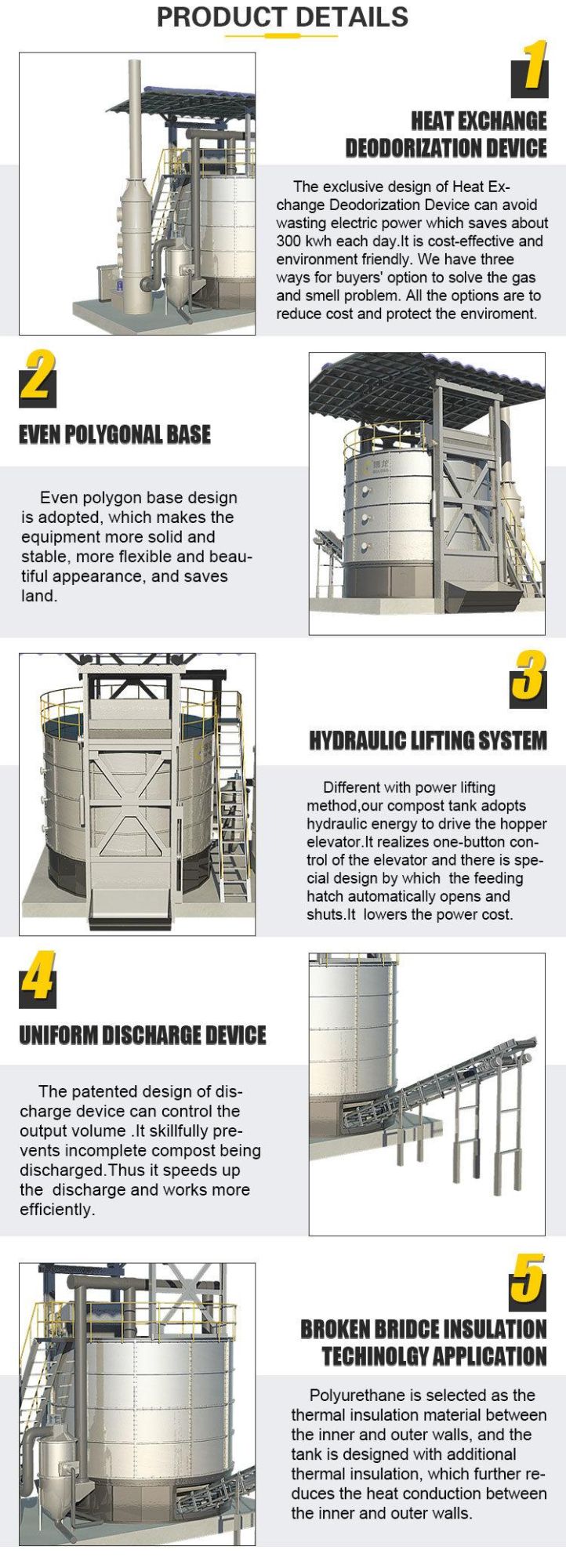 Factory Supplier High Quality Manure Machinery Chicken House Compost Machine Fermentation Tower