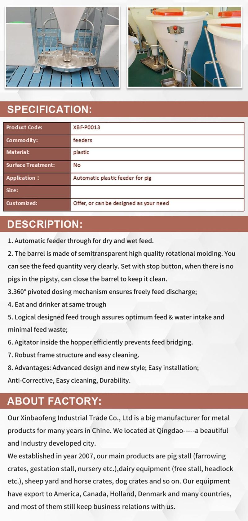 Stainless Steel Double Fabric Grooves Automatic Feeder for Single Side Fattening