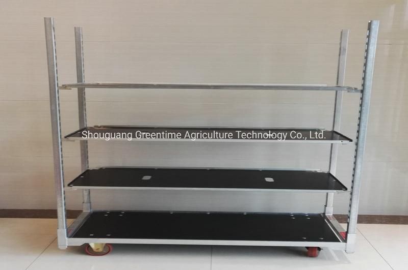High Quality Assurance Greenhouse Microgreens Movable Multi-Level Vertical Grow Rack Motorized with Ebb and Flow Table 4X8FT