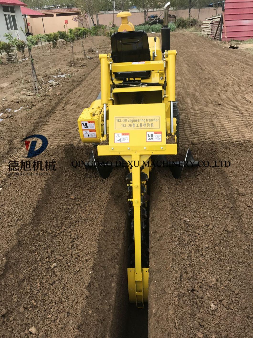 China Best Farm Walking Behind Mini Tractor Mounted Chain Trencher for Sale