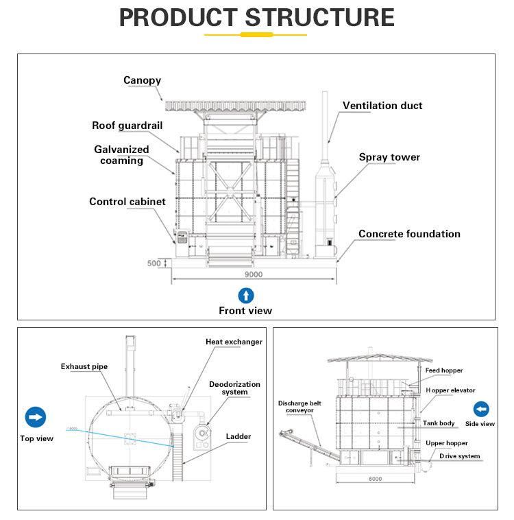 Factory Supplier High Quality Manure Machinery Chicken House Compost Machine Fermentation Tower