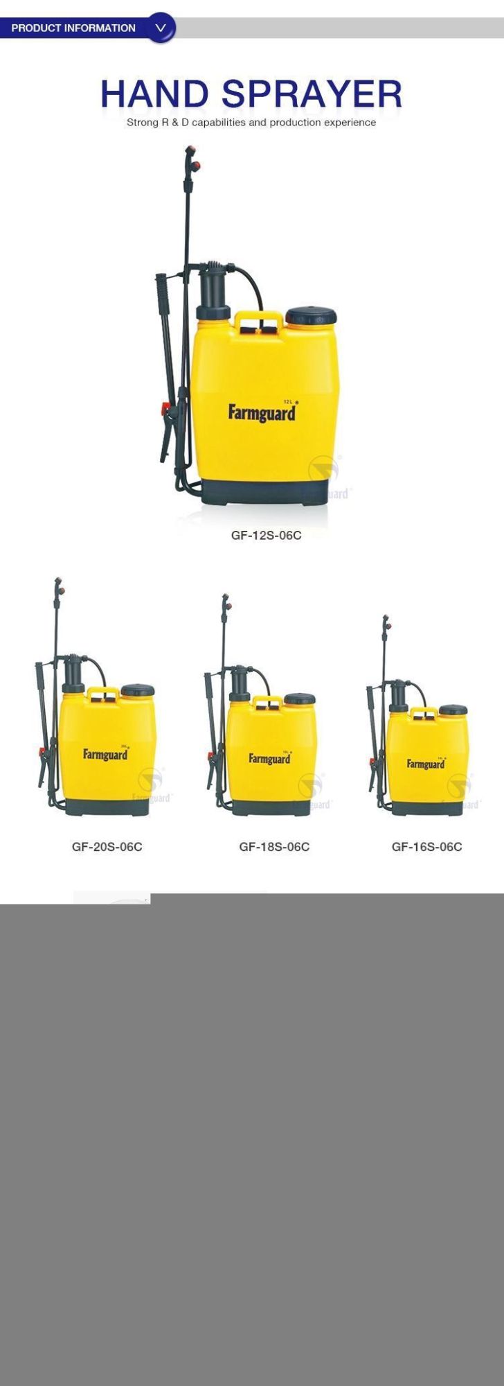 16L PE Manual Backpack Plastic Pressure Hand Agricultural Sprayer