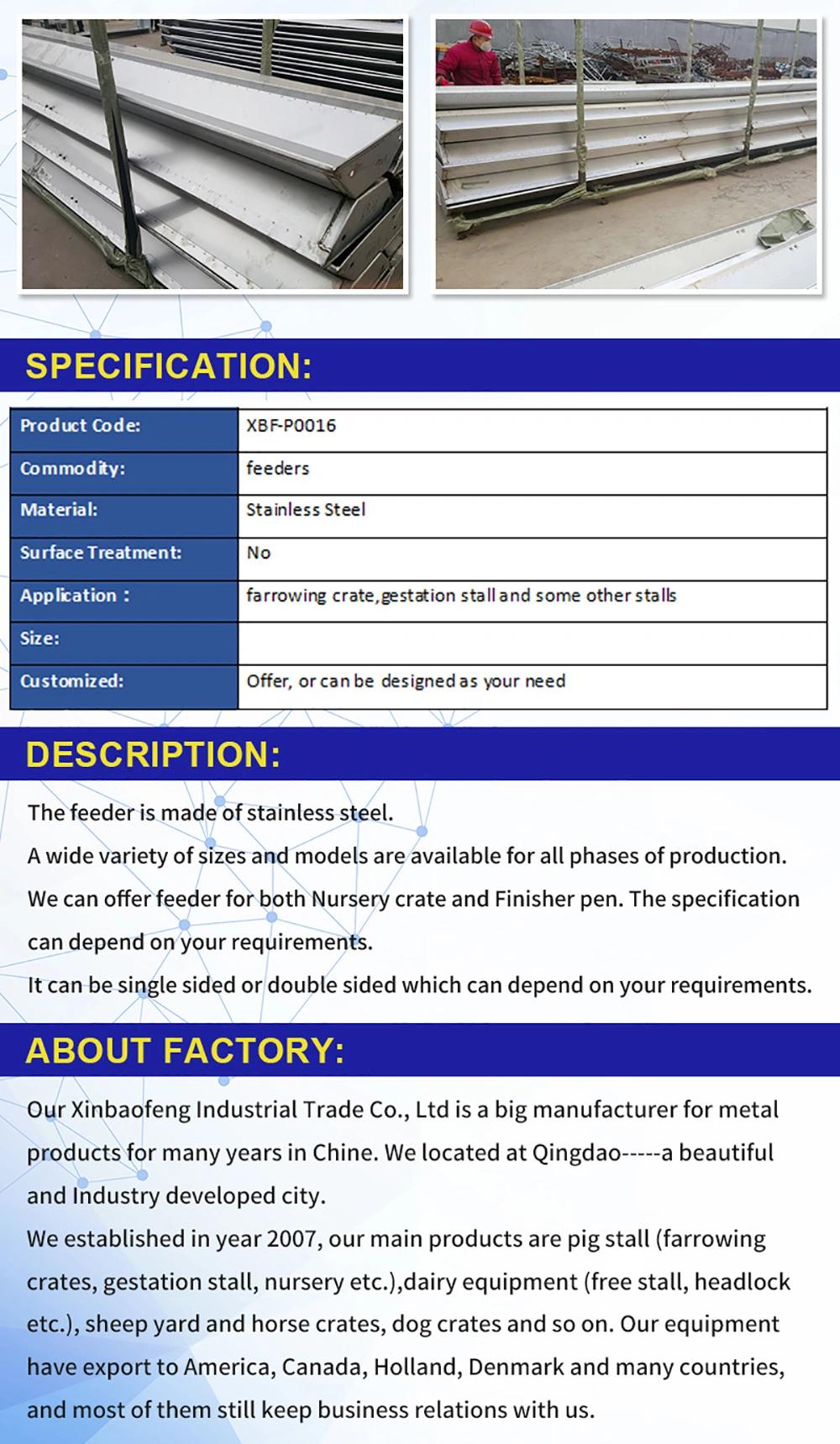 Made-in-China Agricultural Equipment Livestock Equipment Stainless Steel Poultry Animal Pig Feeder