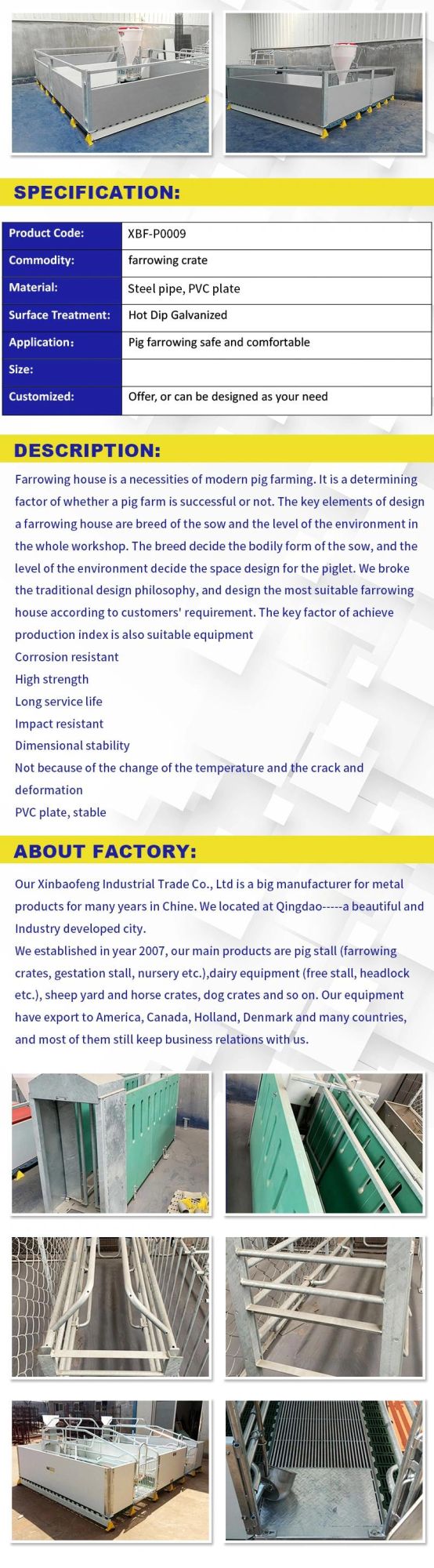 Farm Livestock Equipment Hot DIP Galvanized Gestation Crate