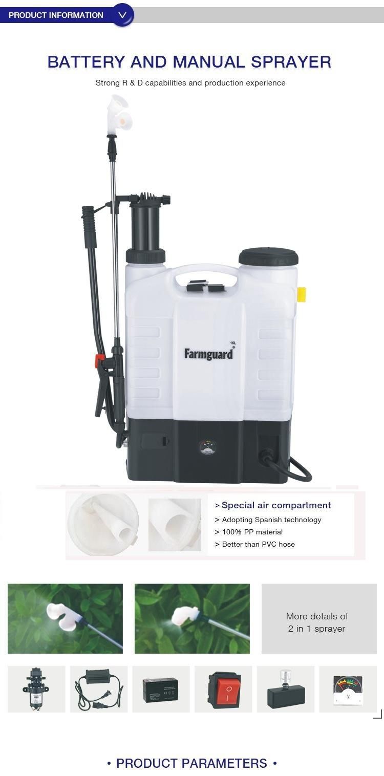 Knapsack Power 16 Liter Agriculture Garden Battery and Manual Disinfectant Sprayer 2 in 1 Sprayer